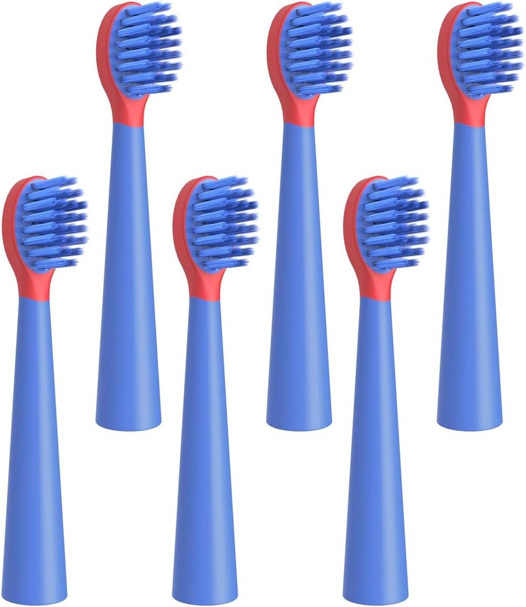 Reserveborstelkoppen - Opzetborstels Tandenborstel - Kinderen Tandenpoetsen - Zachte Borstelharen - 6 stuks - Rood en Blauw