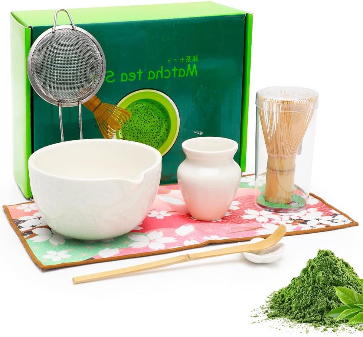Matcha theeset - Theeceremonie set - Matcha bereiden - Compleet voor beginners - 7-delig - Wit