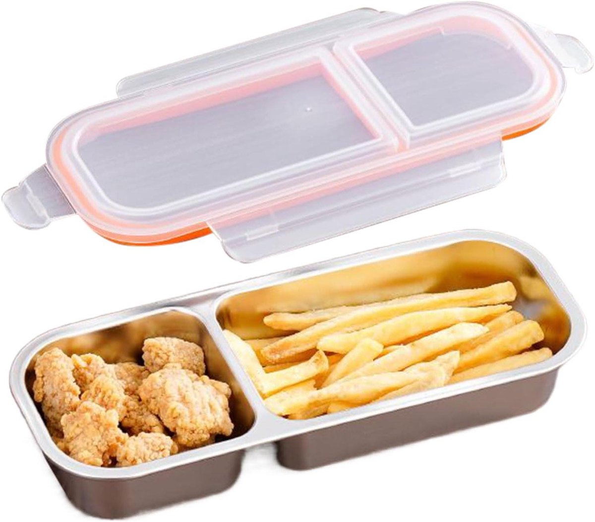 Snackcontainers - Lunchtrommel Opslag - Voedsel Organiseren - Lekvrije Stijl - 700 ml - Zilver