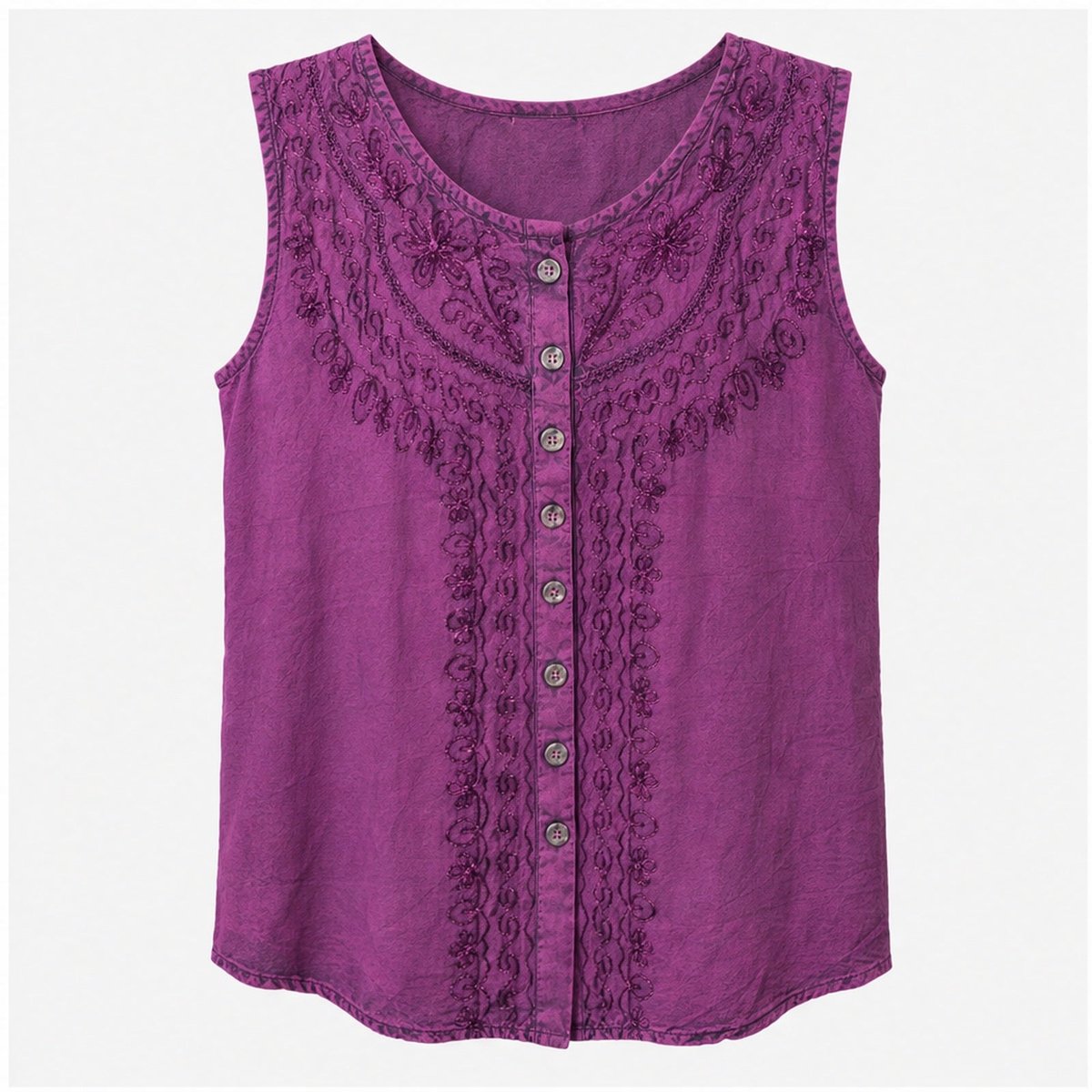 HS Mouwloos Shirt - Meerdere Kleuren - Magenta Borduursel