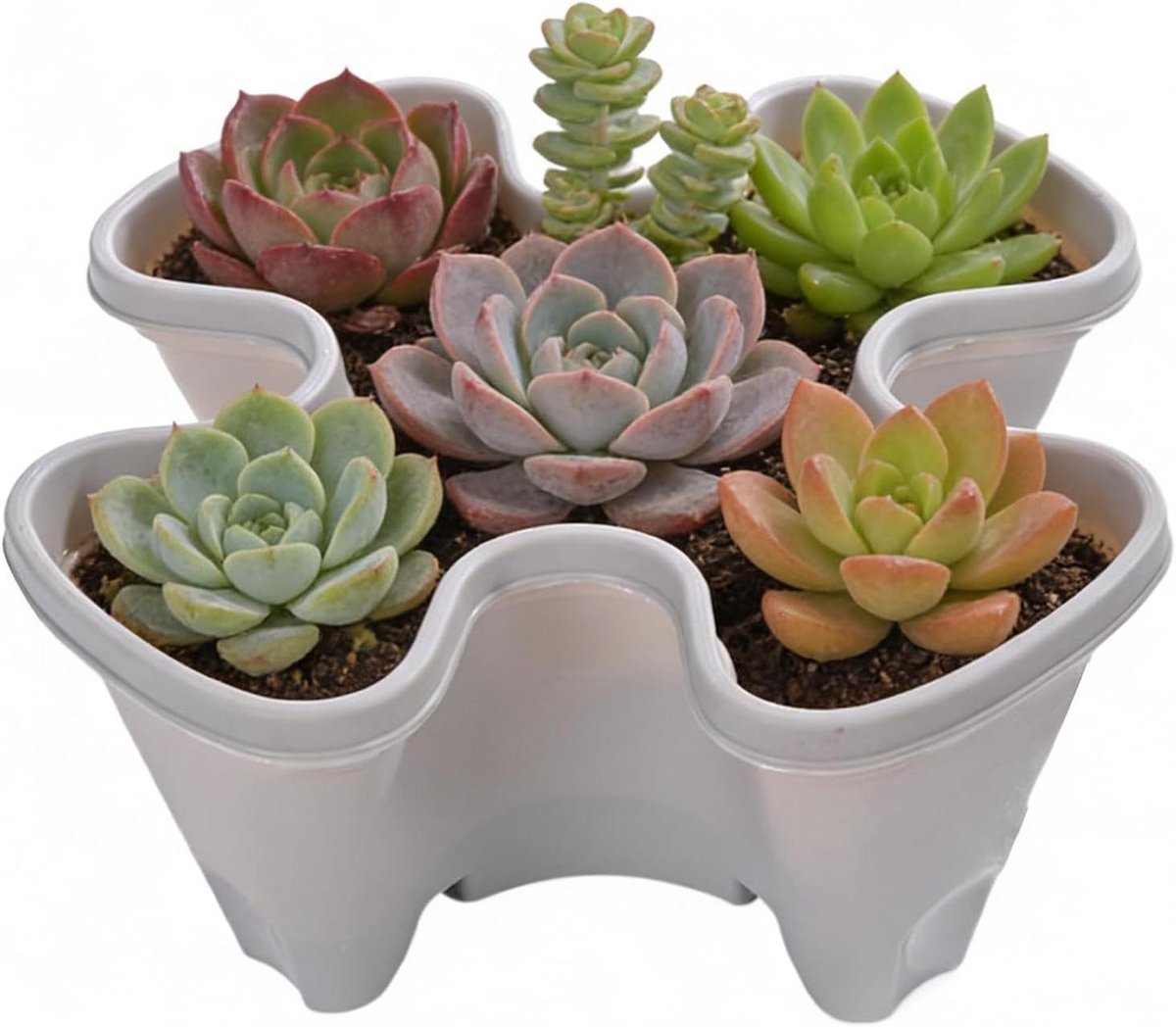 Verticale Plantentoren - Stapelbare Bloempot - Ruimte Besparen - Antislip Basis - 35 x 170 x 35 mm - Wit