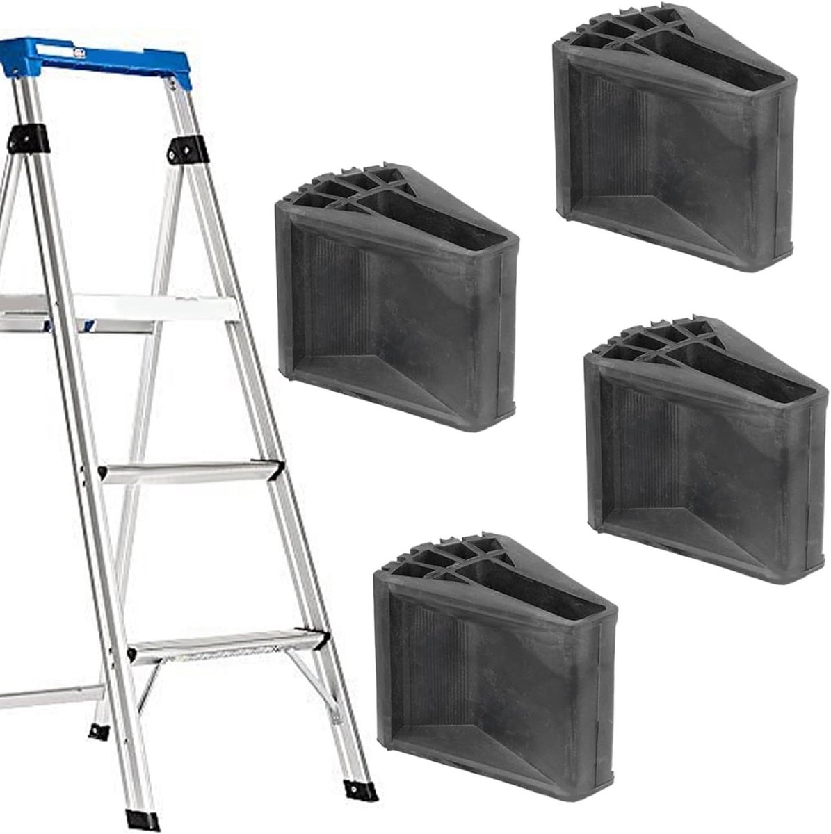 Laddervoetafdekkingen - Ladderdoppen Antislip - Veilige Ladder Gebruiken - Verdikte Rubberen Voetkussens - 9 x 7 x 4 cm - Zwart