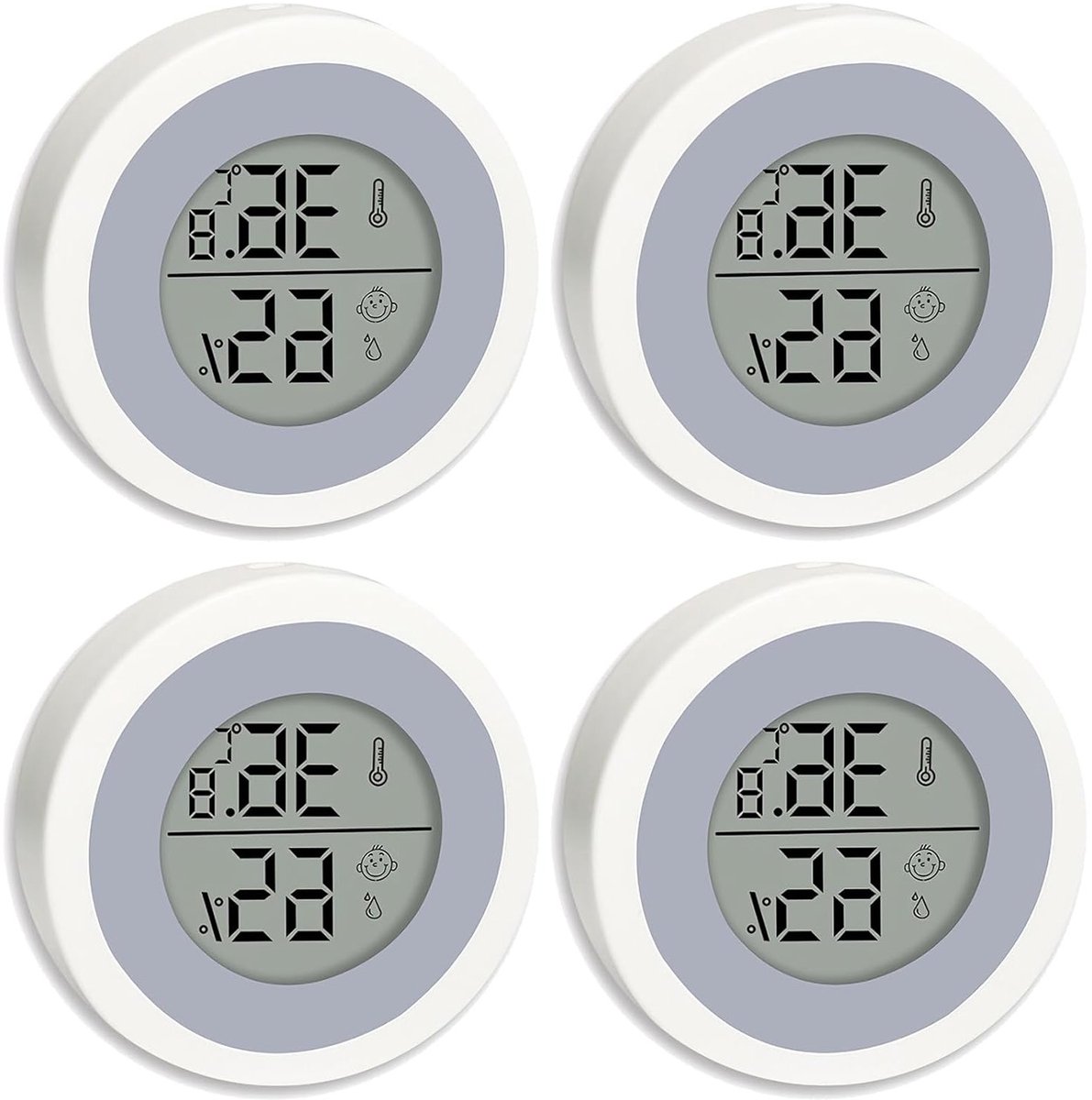 Digitale Thermometer en Hygrometer Set voor Binnengebruik, Temperatuur- en Vochtigheidsmeter met Smiley Indicator voor Woonkamer en Babykamer