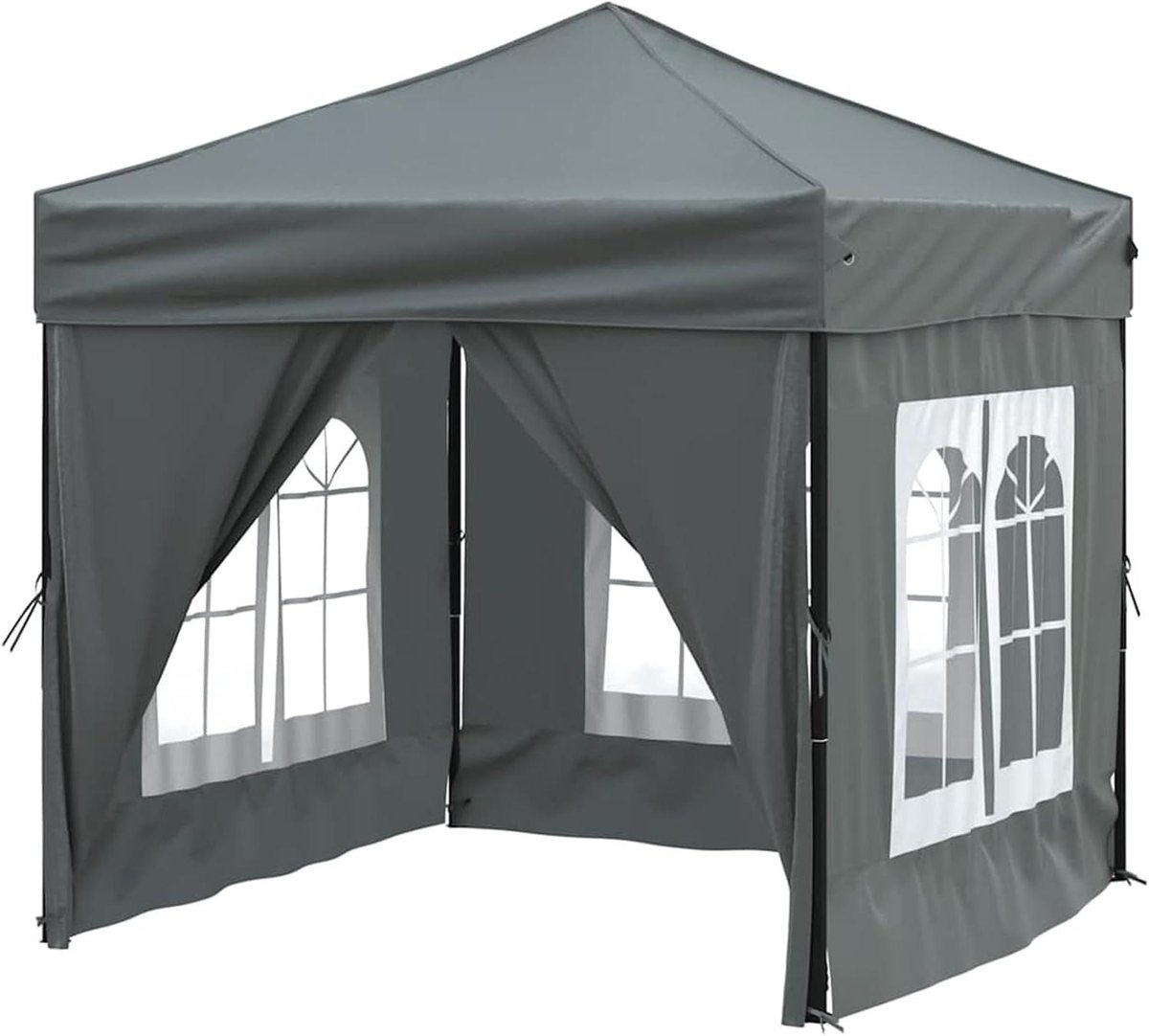 Partytent Opvouwbaar - Tuintent Paviljoen - Buitenfeesten Organiseren - Met Vensters en Ritssluiting - 2 x 2 m - Antraciet