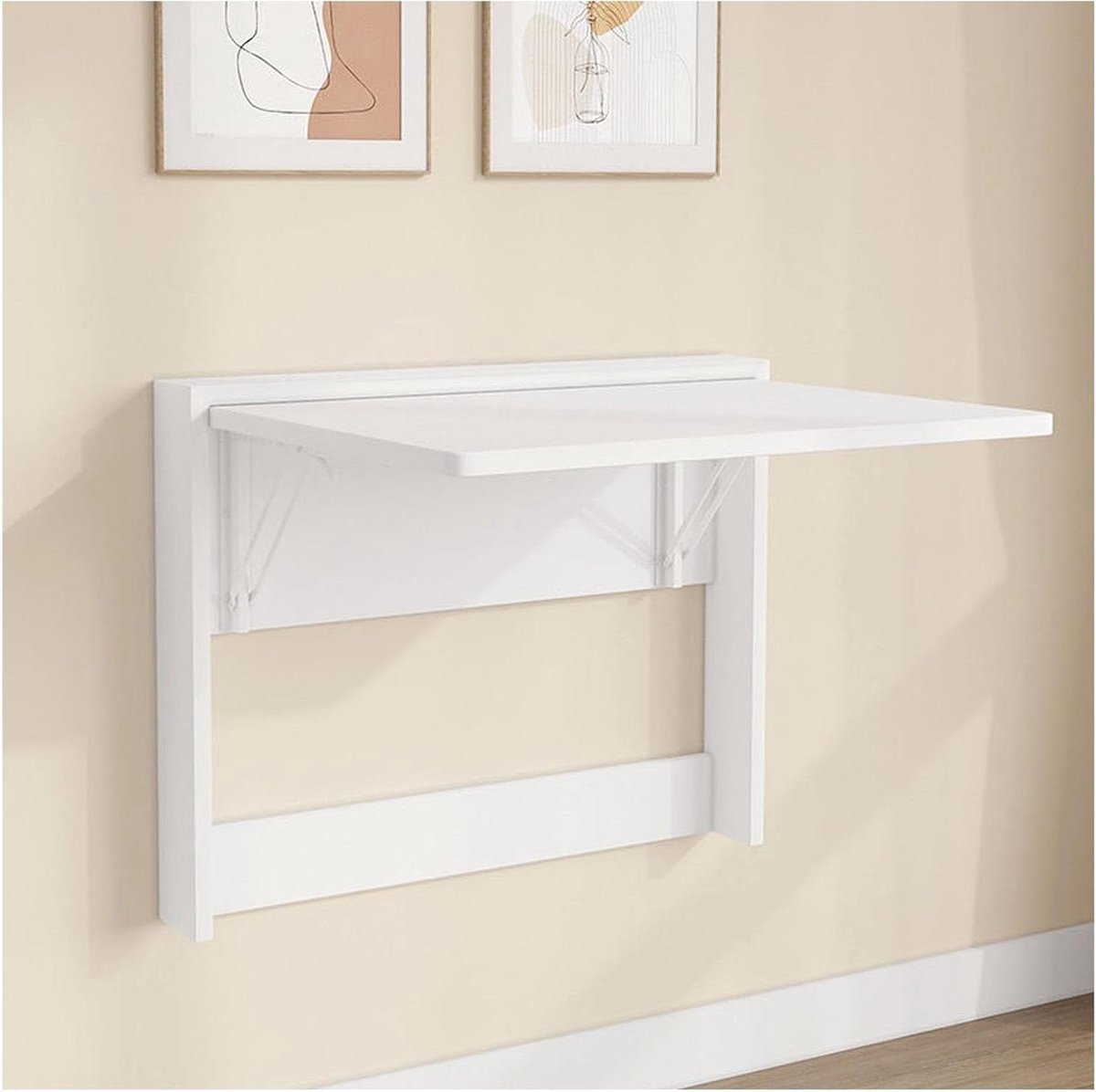Wandbureau - Klaptafel Bureau - Ruimte Besparen - Flexibel Vouwen - 60x45cm - Wit