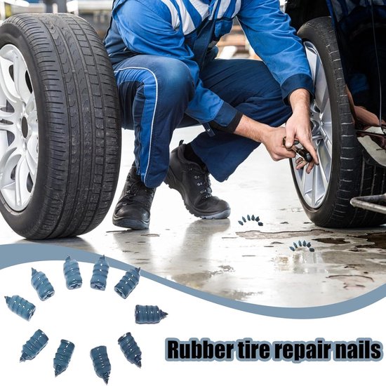 Rubberen spijkers - Banden reparatie - Lekke banden dichten - Heavy Duty zelfbediening - 100-delig - Zwart — afbeelding 4