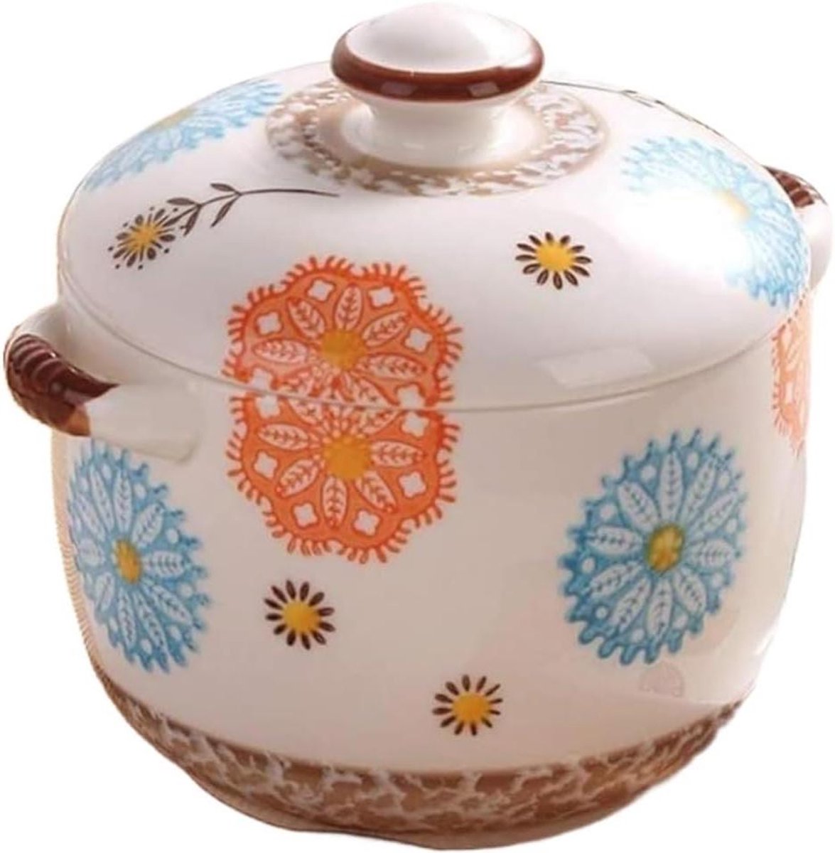 Braadpan met Deksel - Soeppan Stoofpan - Langzaam Garen - Dubbele Functie Deksel - 1000 ml - Wit