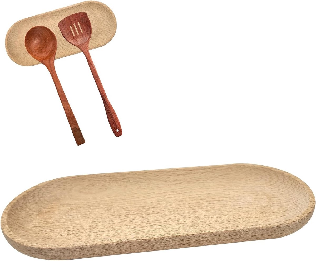 Natuurlijke Houten Retro Lepenhouder voor Keukenbestek, Spatels, Lepels en Keukengerei, Lichtbruin - 2 Stuks