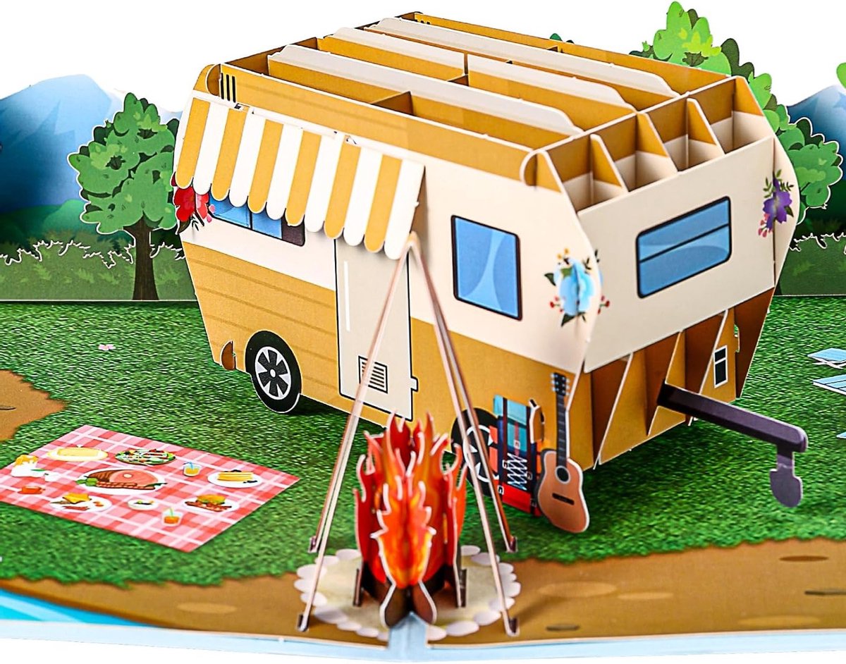 3D wenskaart geldgeschenk vakantie camper decoratie - Reis verjaardagskaart vrouw man