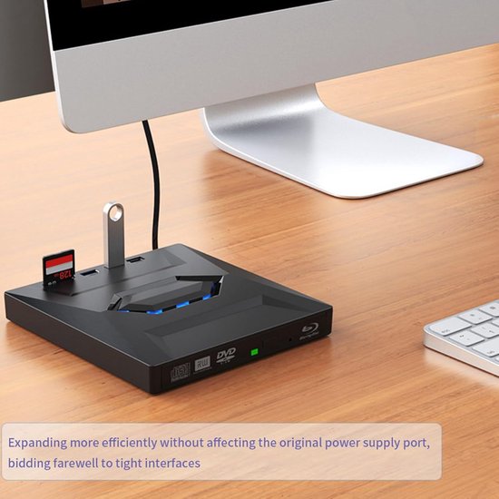 Externe DVD CD Writer - Dvd-station Brander - Bestanden Archiveren - Type C USB 3.0 - 2 Stuks - Zwart — afbeelding 5