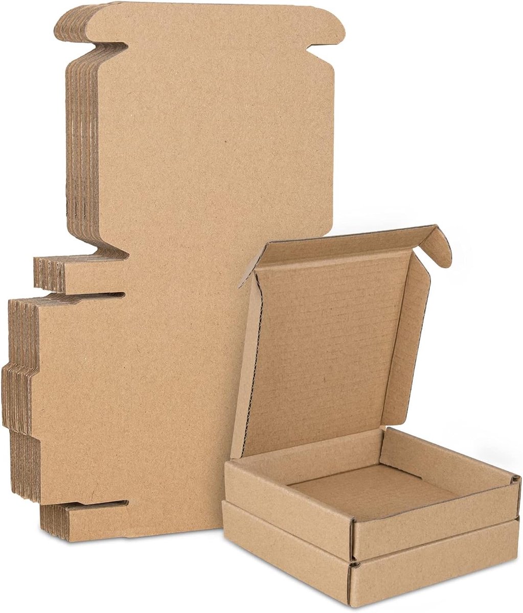 Verzenddoos met Bovenklep - Pakket Brievenbus - Sterke Doos - Postdoos - 10 Stuks - 100x100x20mm - Bruin - van Imperatoris