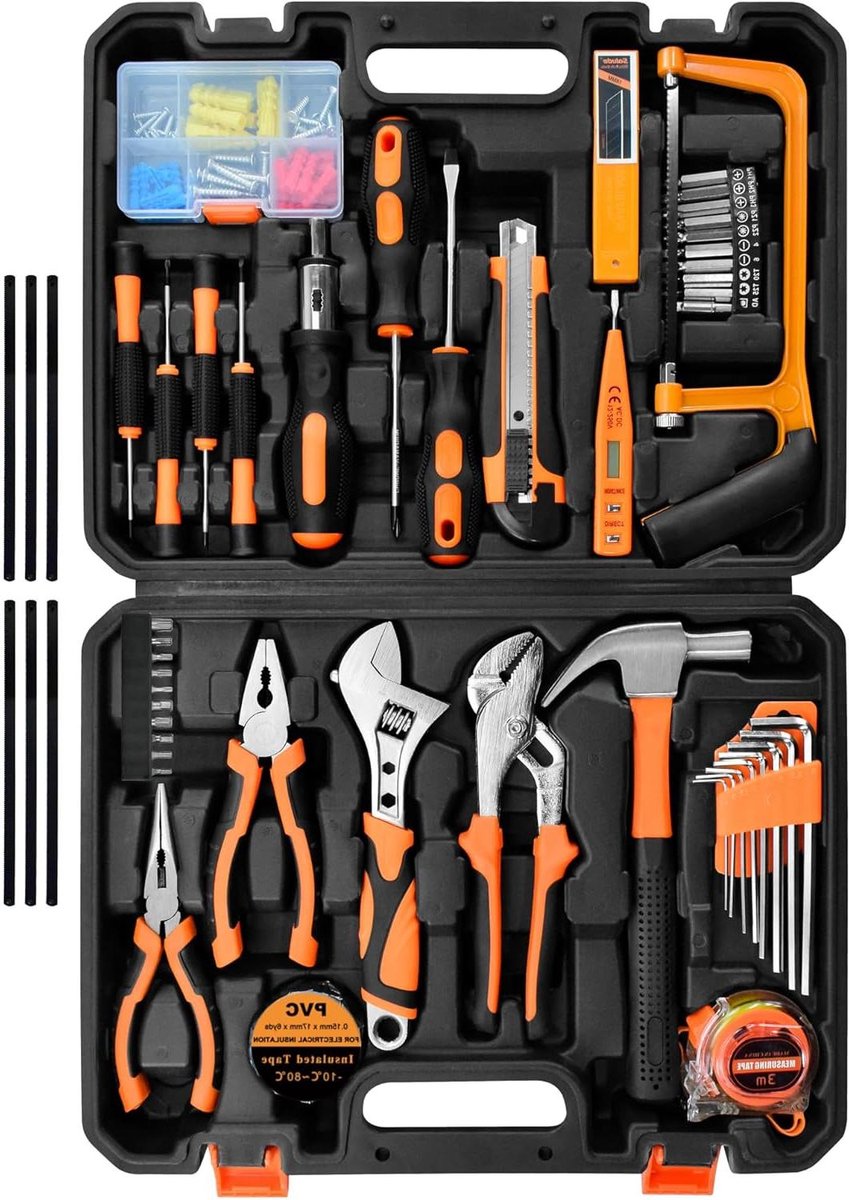 Gereedschapset Huis - Doe-het-zelf Set - Klusjes Binnen - Uitgebreid Assortiment - 152 Delen - Grijs