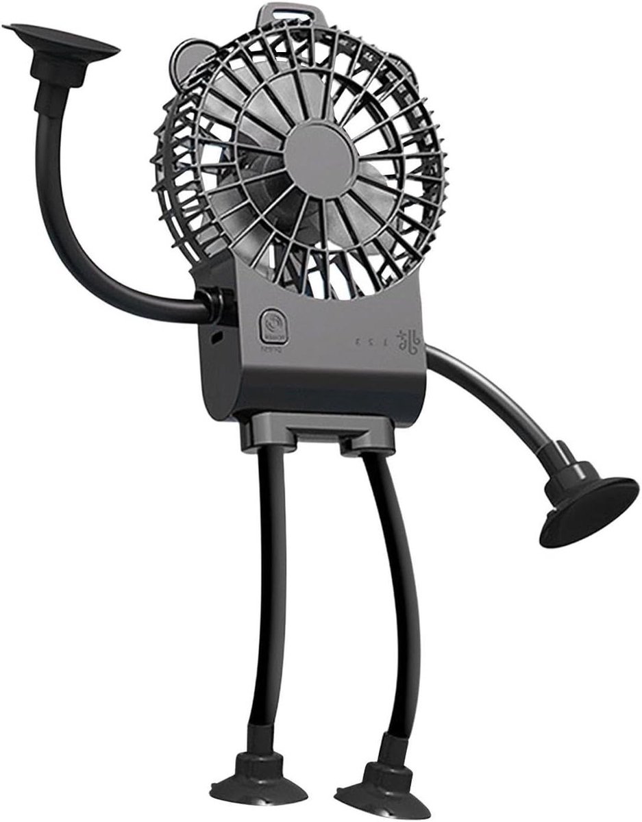 Bureauventilator Robotvorm - Mini Ventilator Persoonlijke Fan - Persoonlijk Comfort - Antislip Zuignap - 167B x 5D x 5H cm