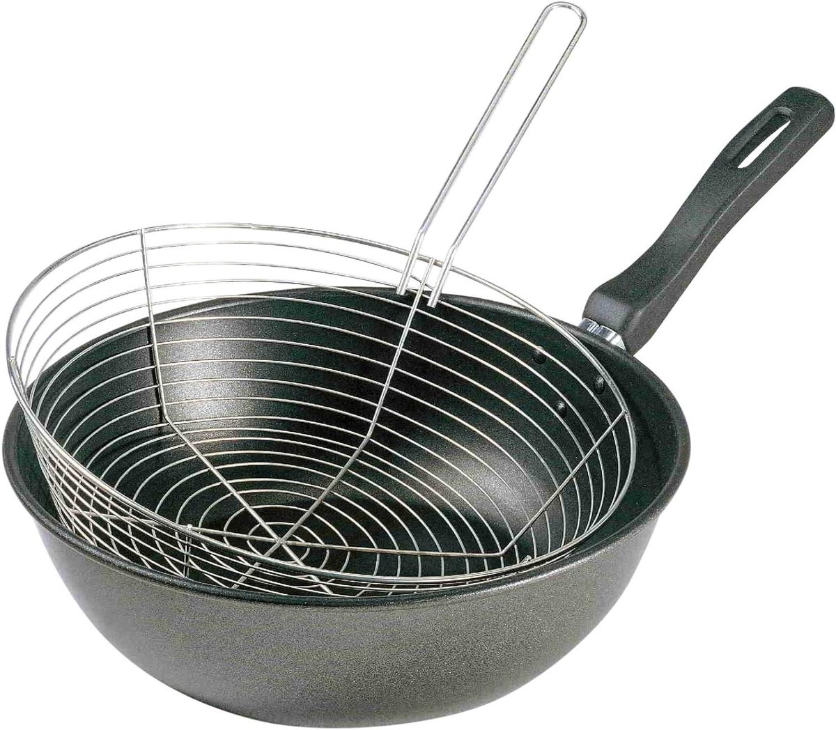 Koekenpan Set - Koekenpan met Mand - Koken en Bakken - Non-stick - 26 cm - Zwart