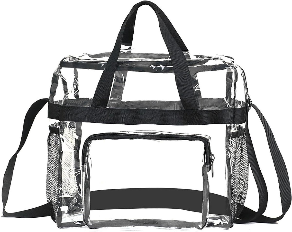 Transparante Tas - Stadiontas PVC - Evenementen Bezoek - Stadion Goedgekeurd - 38 x 28 cm - Zwart