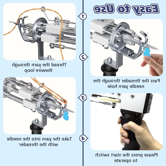 Elektrische Tufting Gun en Trimmer Set voor Tapijt, Handmatige Breimachines en DIY Projecten — afbeelding 4