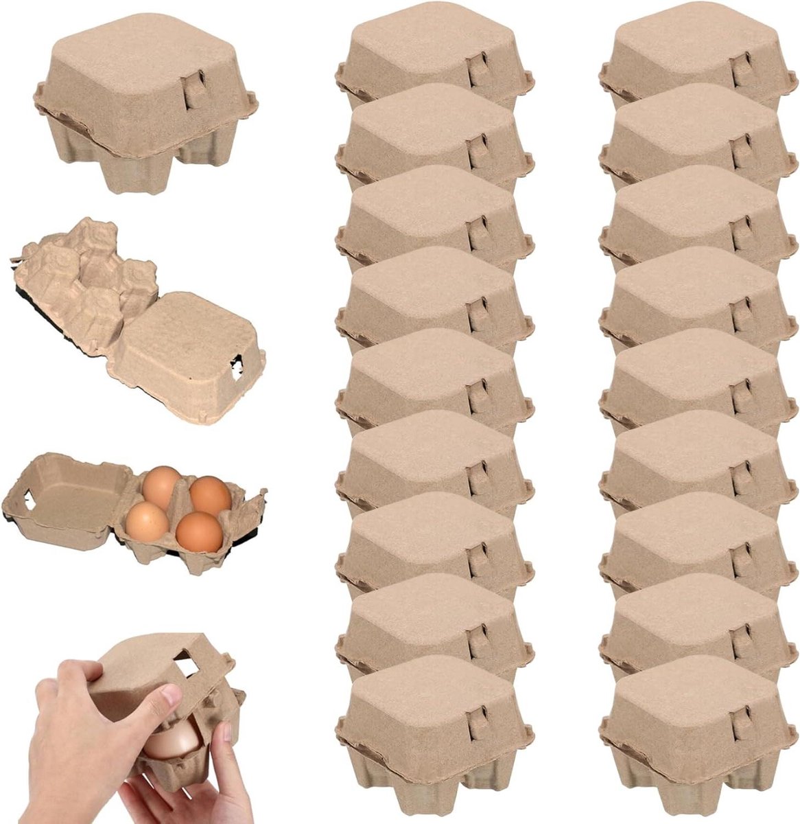 Eierdozen - Ei verpakking - Eieren bewaren - Biologisch afbreekbaar - 4 stuks - Bruin