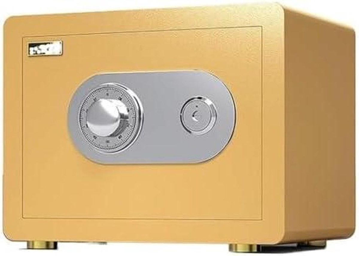 Brandwerende Kluis - Veiligheidsbox Opslag - Waardevolle Spullen Beveiligen - Mechanisch Combinatieslot - 30cm - Goud