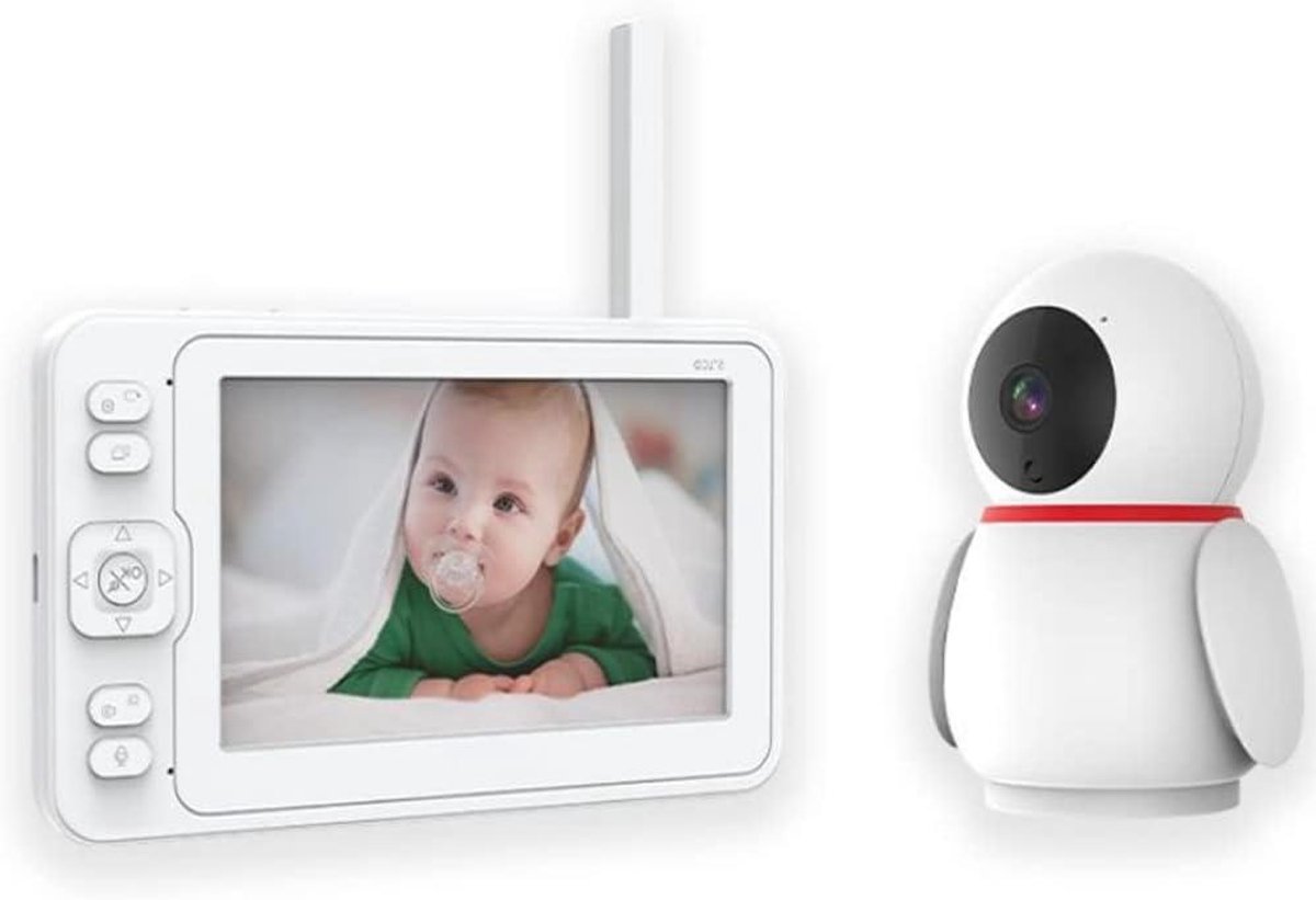 Babyfoon met Camera - Video Baby Monitor - Baby Bewaken - 5 Inch HD Scherm - 1080p Resolutie - Wit