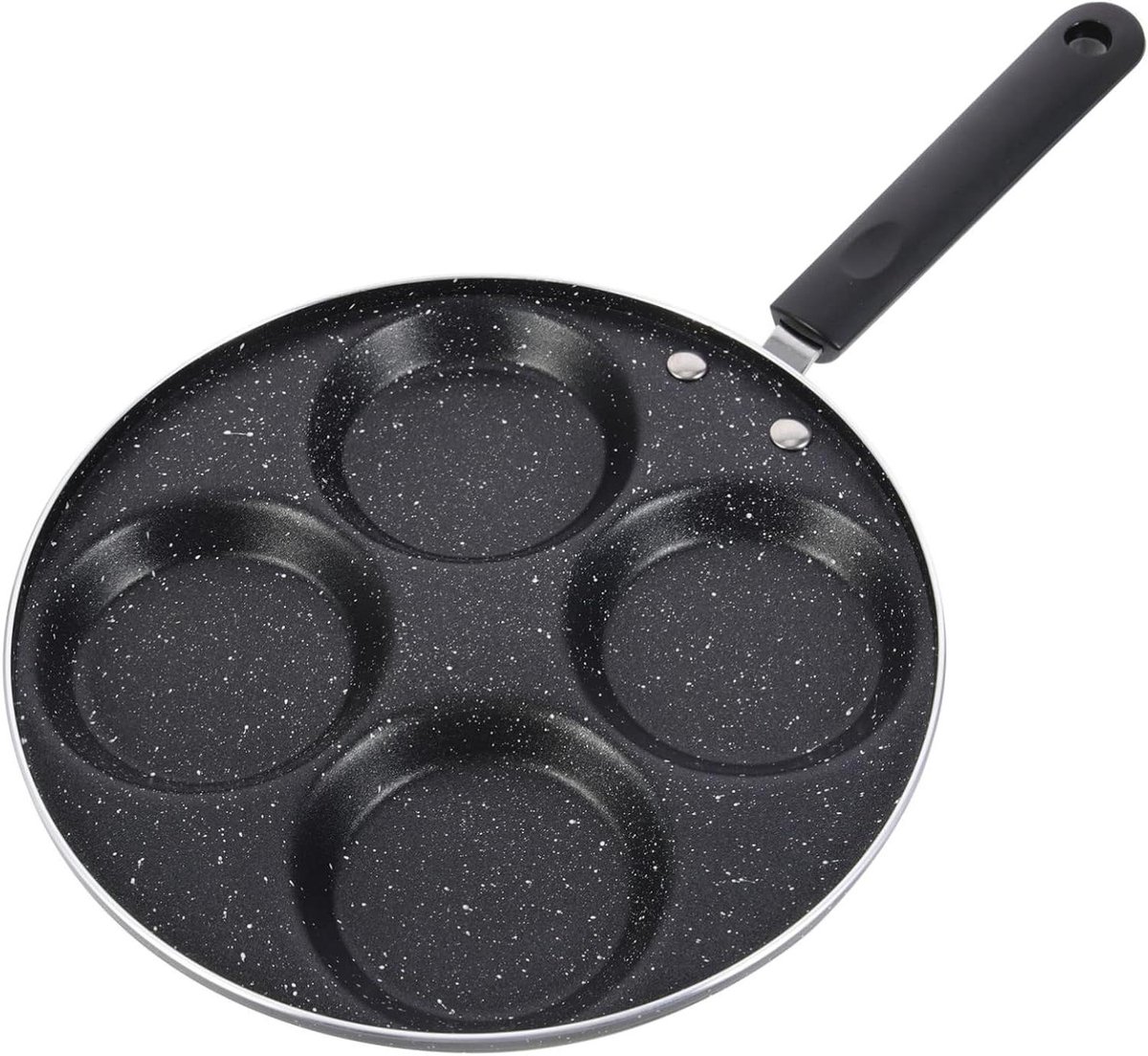 Koekenpan met 4 holtes - Eierpan Pannenkoekenpan - Ontbijt Bakken - Anti-aanbaklaag - 42x24 cm - Zwart