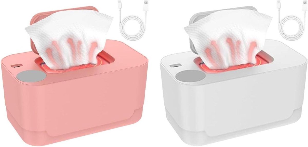 Babydoekjes Warmer - Verwarmer Dispenser - Comfortabel Luiers Verwisselen - Gelijkmatige Opwarming Bovenlaag - Houdt 80 Doekjes - Roze