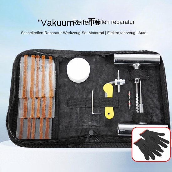 Bandenreparatieset - Pechpatch Set - Noodreparatie Onderweg - Universeel Voertuigonderhoud - 21 x 15 x 5.2 cm - Zwart — afbeelding 3