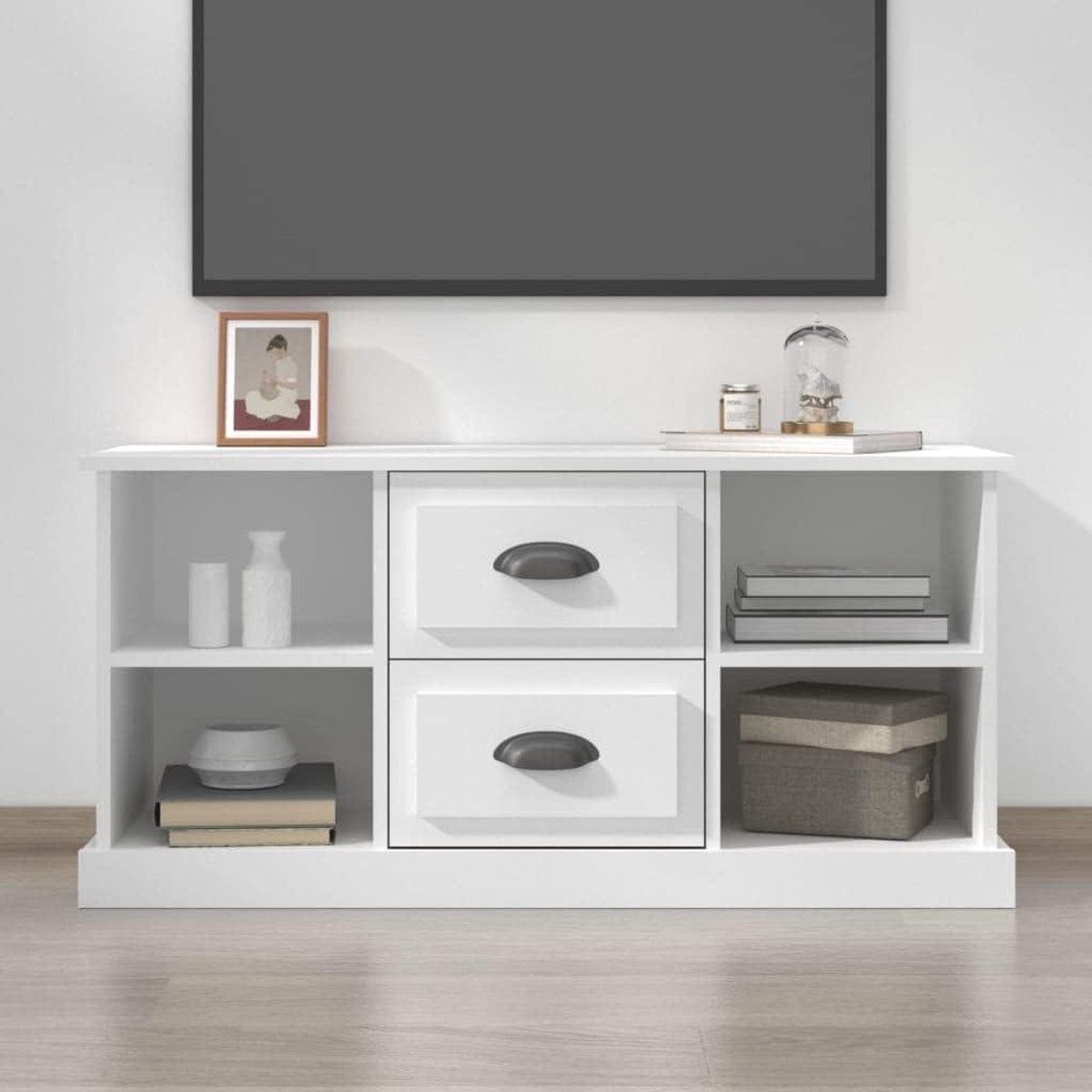 Tv-kast - Televisietafel TV meubel - Opbergen Entertainment - Stijlvol Praktisch Design - 995 x 355 x 48 cm - Wit
