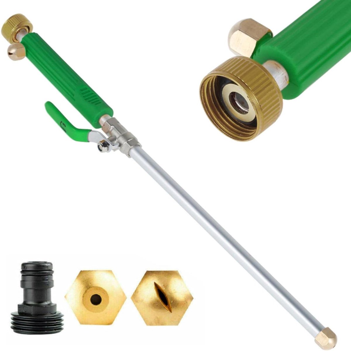 Hogedruk Waterpistool - Tuinspuit Wasmachine Slang - Tuin en Auto Wassen - Inspanningsbesparend Ontwerp - Standaard Slang Aansluiting - Zilver