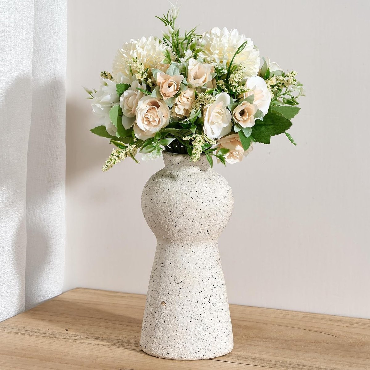 Rustieke bloemenvaas van keramiek, 20 cm boho stijl voor huisdecoratie, terracotta vaas vo
