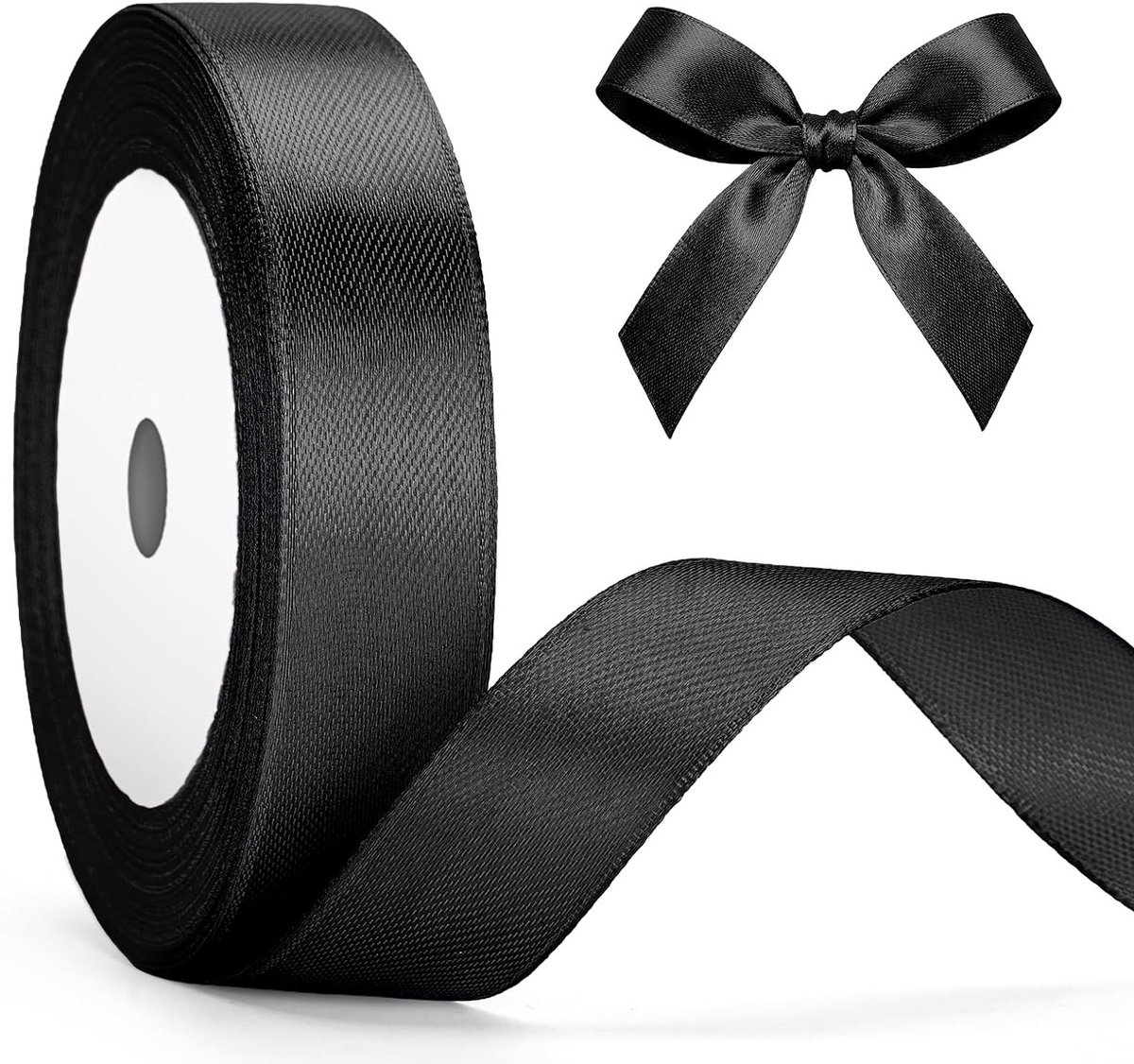 Decoratieve Zwarte Satijnen Lint van 22 meter voor Cadeaus, Knutselen en Versieringen