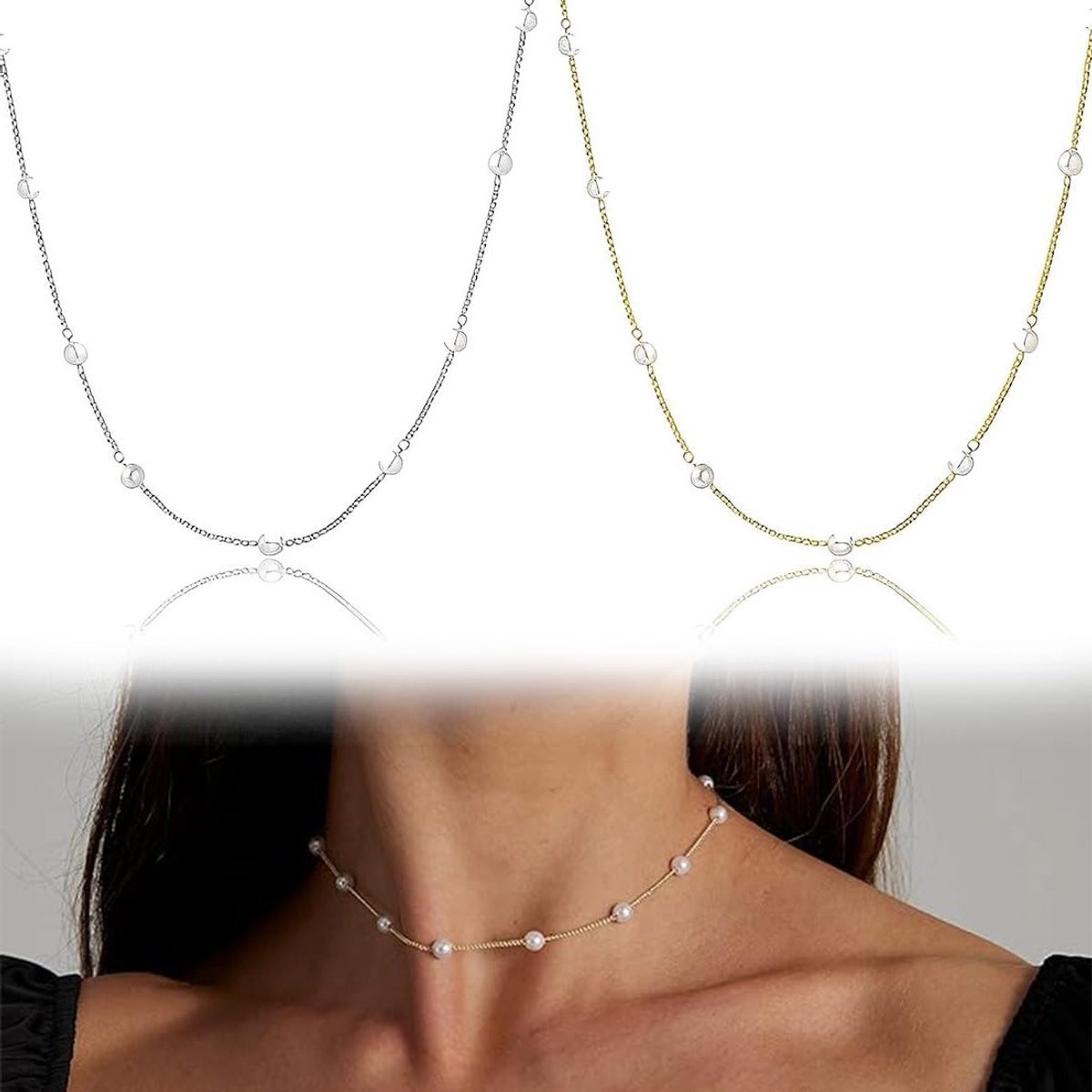 Elegante parelkettingen voor vrouwen met 18K gouden of zilveren afwerking, ideaal als cadeau voor elke gelegenheid