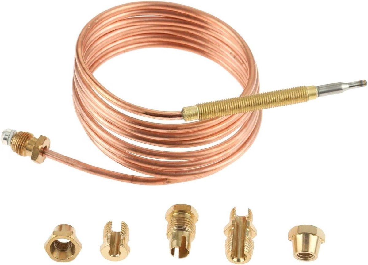 Universele Gas Thermokoppel - Veiligheidsklep - Apparaat Reparatie - Vijf Vaste Onderdelen - 150 cm - Zwart