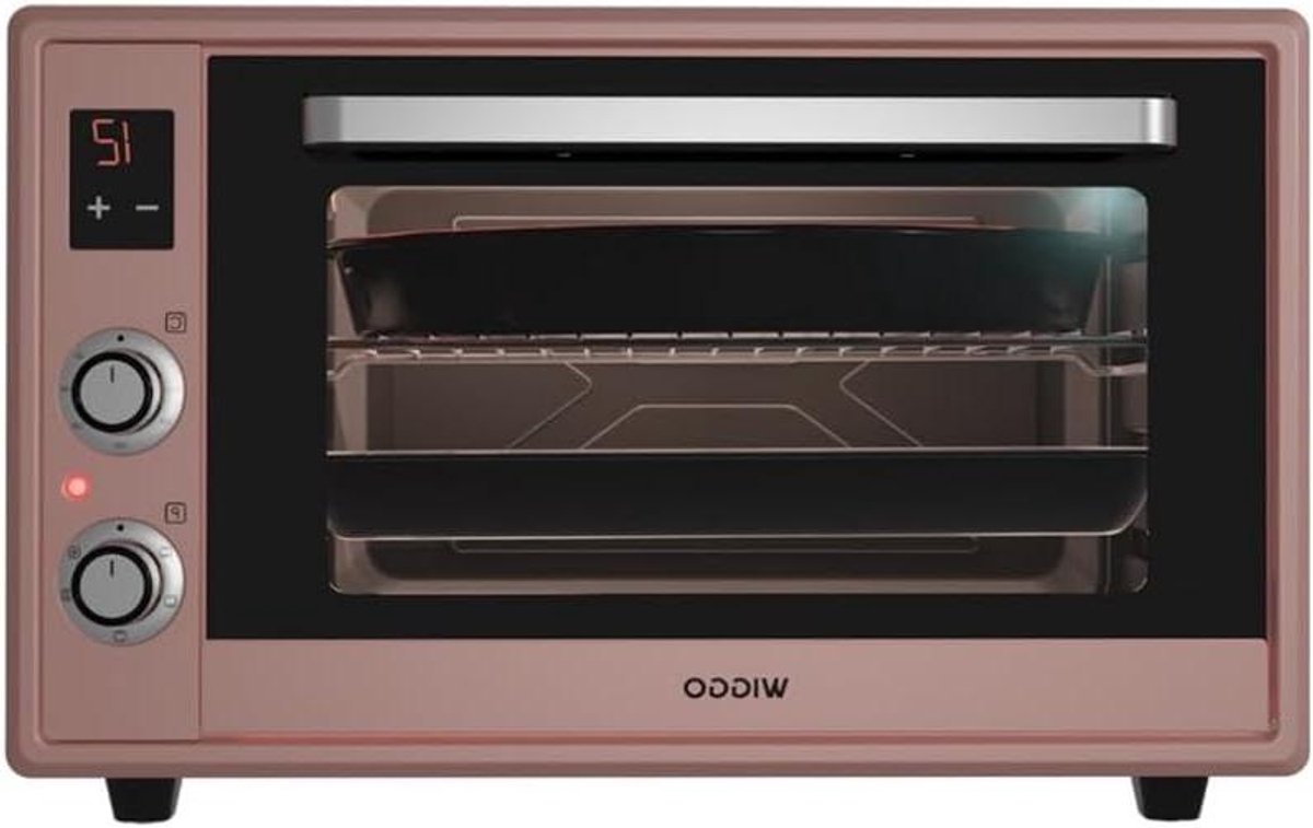 Vrijstaande Mini Oven Kleine Keukenoven Culinair Bakken 5 Jaar Garantie 65 Liter Roze