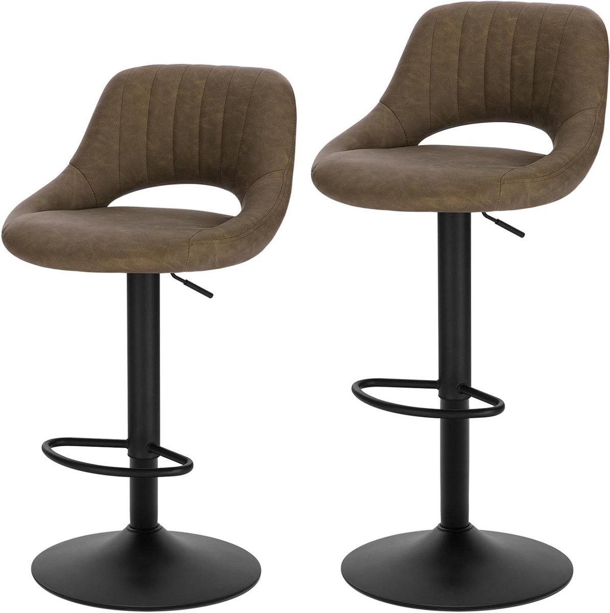 Barkrukken Set - Design krukken - Aan bar zitten - 360° draaibaar - 84-116 cm - Donkerbruin
