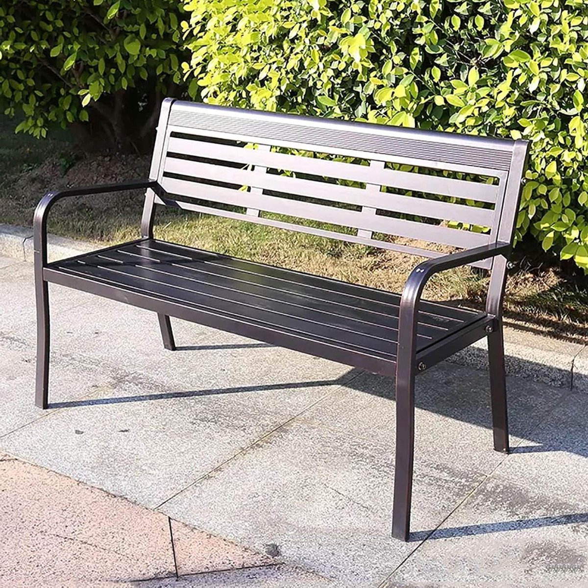 Buitenbank - Tuinbank metaal - Ontspannen buiten - Roestbestendig frame - 125 cm breed - Zwart