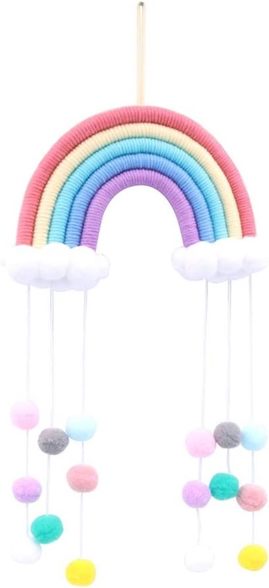 Macramé Wanddecoratie voor Kinderen, Handgeweven Wandhanger, Schattige Decoratie voor Feestdagen en Cadeaus in Blauw