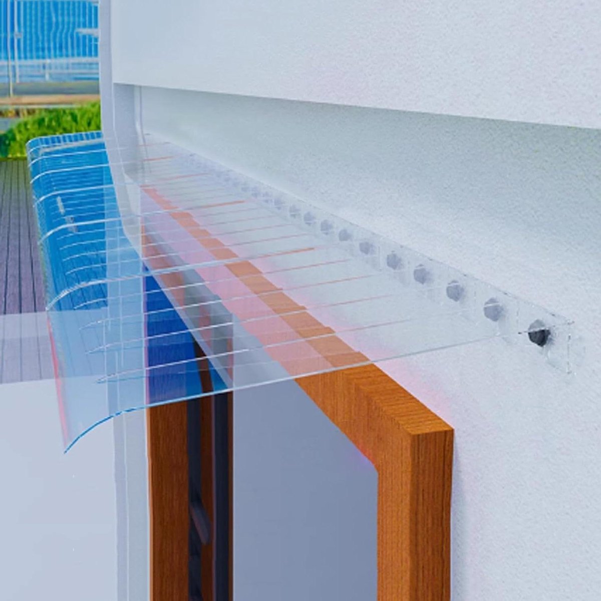 Deurluifel Raamluifel - Buiten Overkapping - Droog Blijven - Massieve Polycarbonaatplaat - 40x200cm - Transparant