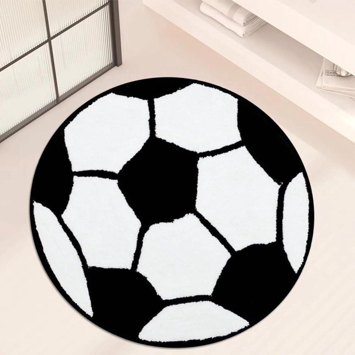 Voetbal Tapijt - Vloerkleed Vierkant - Kamer Decoratie - Antislip Onderkant - 60x60cm - Voetbal Patroon