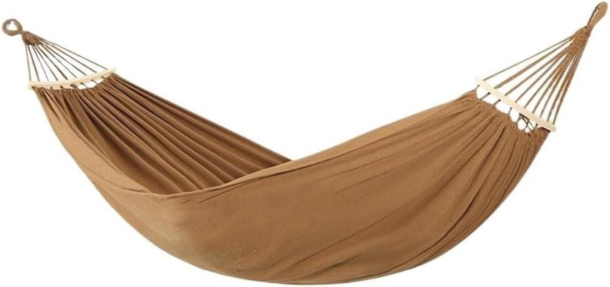 Outdoor Hangmat - Reis Hangmat - Ontspannen Buiten - Anti-rollover Stok - Dubbellaags - Bruin