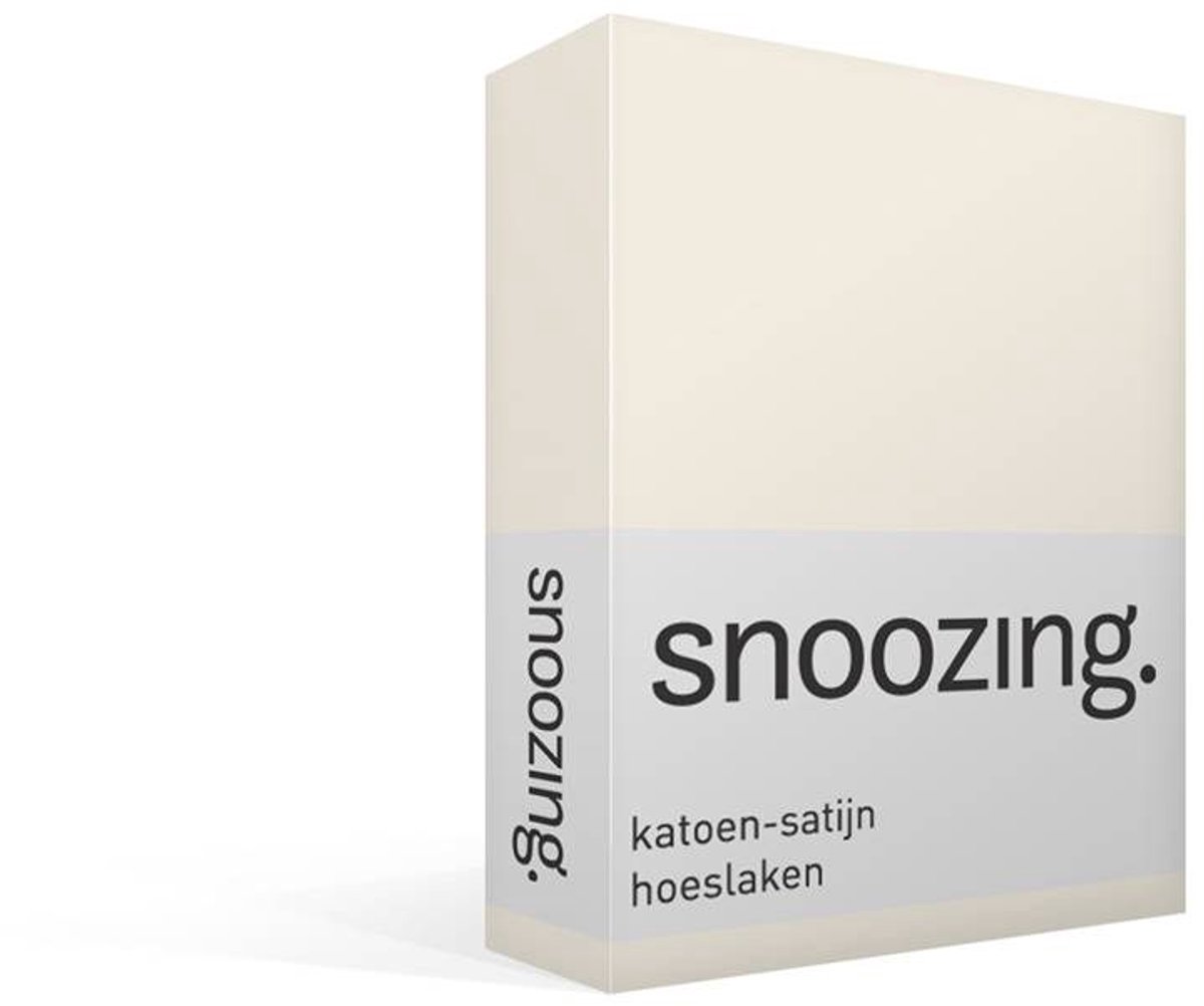 Snoozing Katoen-satijn - Hoeslaken - Tweepersoons - 150x200 cm - Ivoor