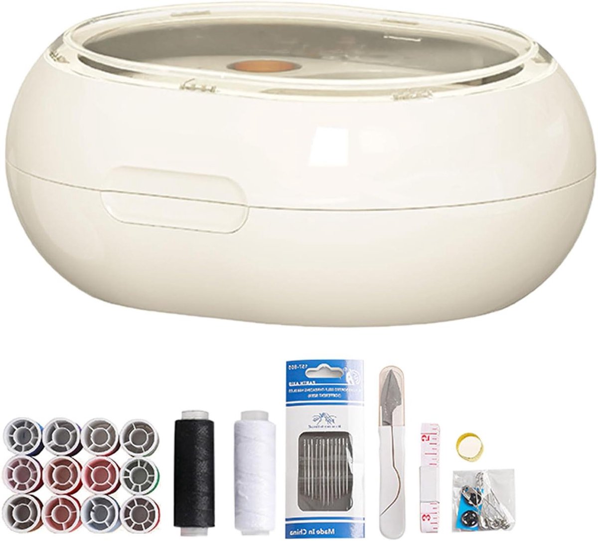 Naaiset - Naai-accessoires - Thuis repareren - Dubbellaags ontwerp - Compact formaat - Wit