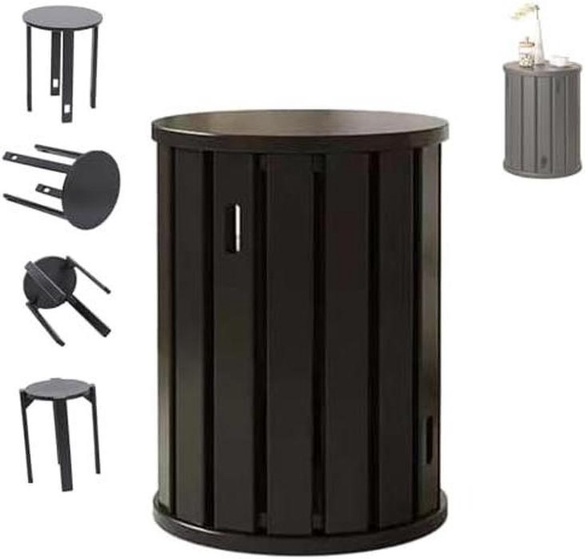 Stapelbare krukken - Zet van 4 - Extra zitplaatsen - Modulair ontwerp - Set van 4 - Zwart