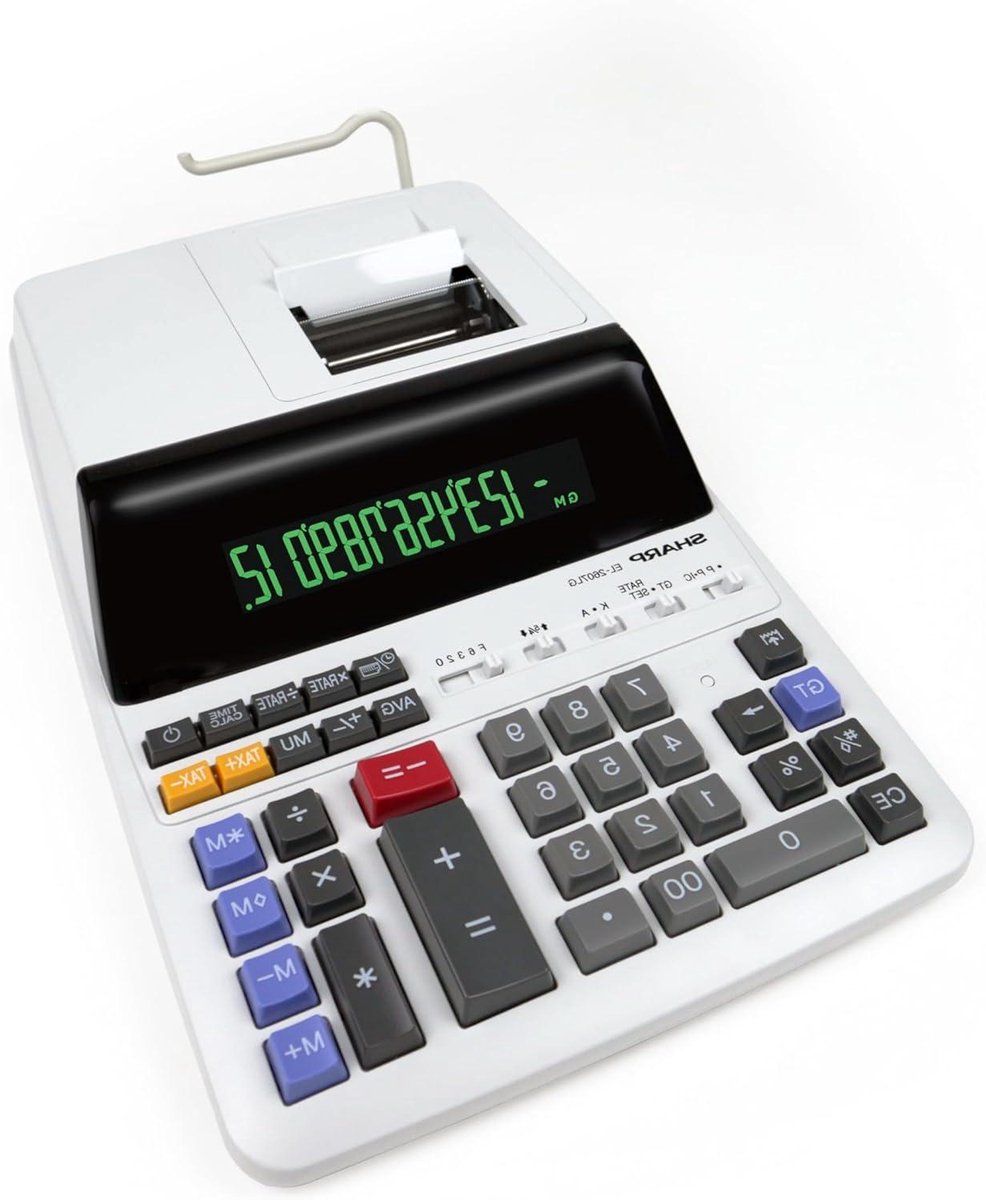 Printrekenmachine - Zakencalculator - Zakelijke Berekeningen - Tweekleurige Afdruk - 12 Cijfers - Zwart Grijs