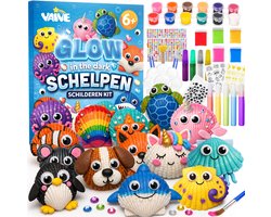 Vaive Schelpen Schilderen 75-delig – Glow in the Dark Happy Stones Knutsel Pakket – Knutselen - Knutselset voor Meisjes & Jongens - Knutselpakketten