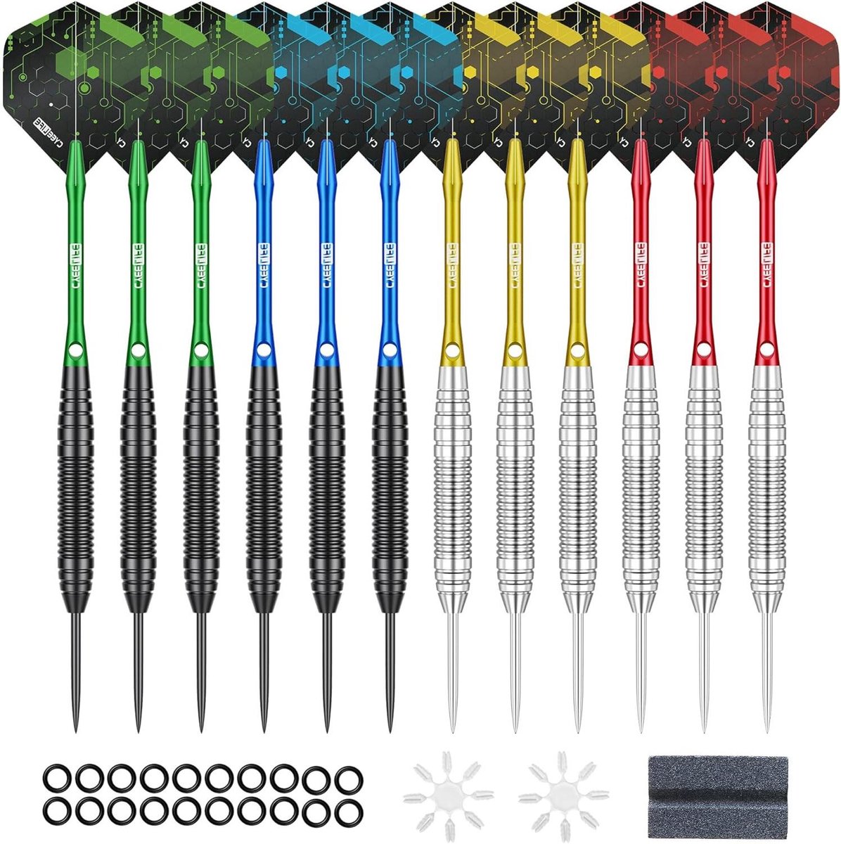 Stalen tip dartpijlen - Dartset - Precisie Werpen - Professionele Grip - 12 stuks - Zwart en Zilver