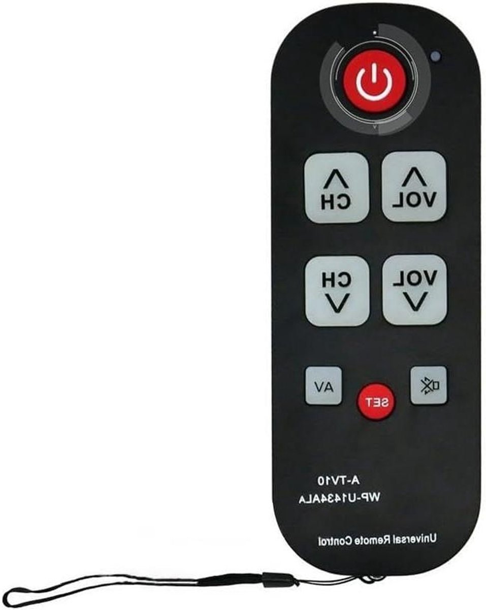 Grote knop afstandsbediening - Senior bediening - TV bedienen - Automatische zoekfunctie - 14 x 5 x 1 cm - Zwart