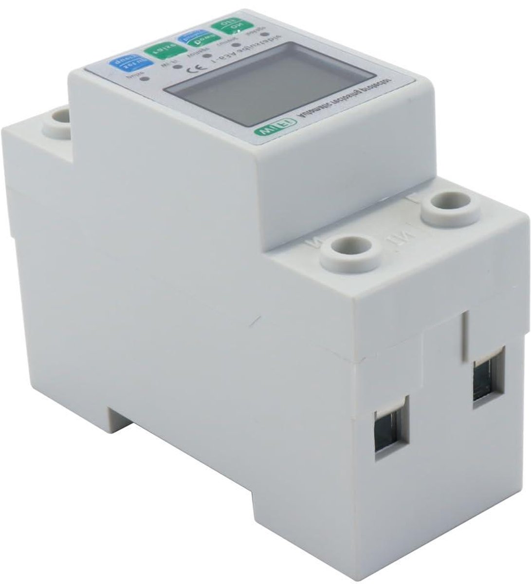 Slimme Energiemeter - Stroommonitor - Energie Verbruik - Overspanningsbeveiliging - 63 A - Grijs