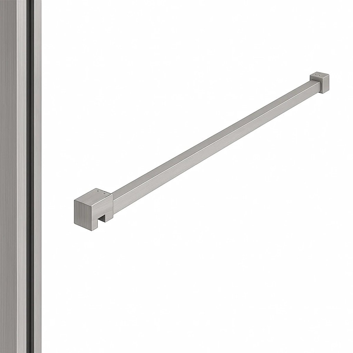 DutchLine - Profielset voor Slim Glasplaten - Muurprofiel 200cm - Stabilisatiestang 120cm – Geborsteld staal
