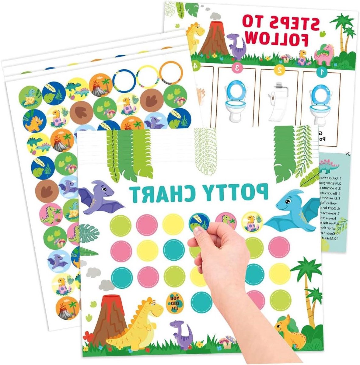 Beloningsvellen Zindelijkheid - Sticker Vellen - Kind Trainen - Dinosaurus Thema - 280 Stickers - Multicolor