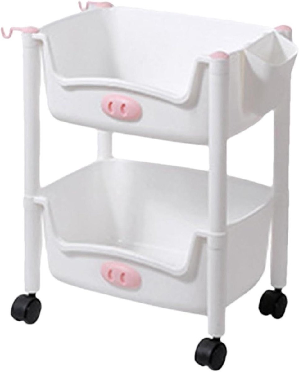 Opbergwagen - Opbergrek Trolley - Ruimte Organiseren - Flexibele Mobiliteit - 36x26x48cm - Wit